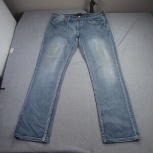 Helix Jeans Mens 36x32 Blue Slim Straight Wash Stretch Distressed